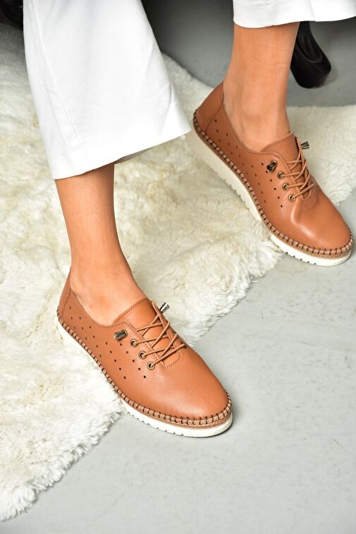 P555508103 Taba Hakiki Deri Kadın Ayakkabı - Görsel 4