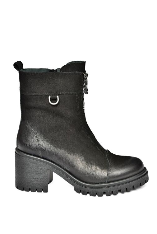 R654095903 Siyah Hakiki Deri Kalın Topuklu Kadın Bot - Görsel 6