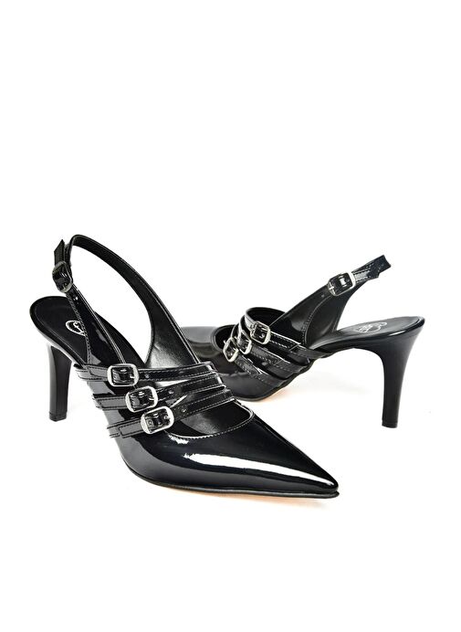 R654218308 Siyah Rugan İnce Topuklu Kadın Ayakkabı - Görsel 9