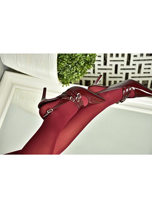 R654218308 Bordo Rugan İnce Topuklu Kadın Ayakkabı - Görsel 2