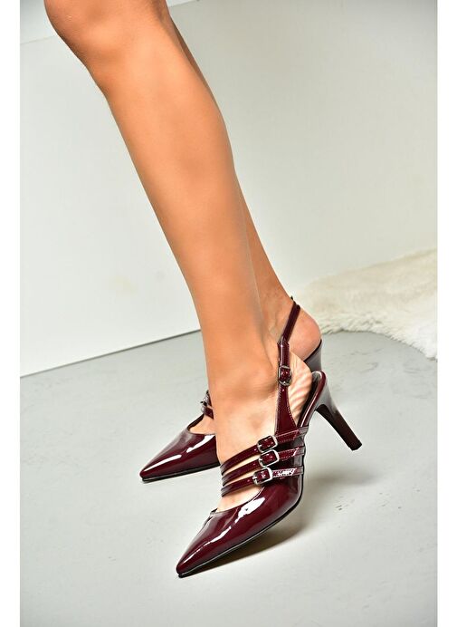R654218308 Bordo Rugan İnce Topuklu Kadın Ayakkabı - Görsel 6