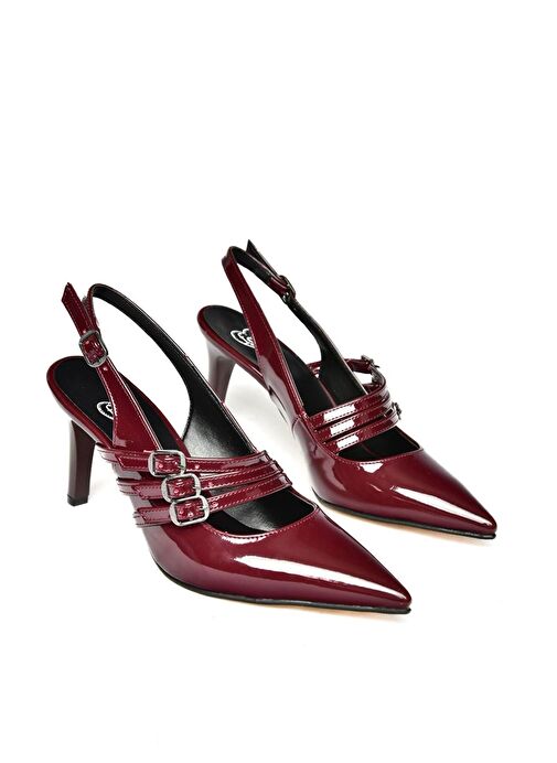 R654218308 Bordo Rugan İnce Topuklu Kadın Ayakkabı - Görsel 7