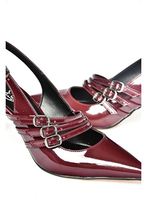 R654218308 Bordo Rugan İnce Topuklu Kadın Ayakkabı - Görsel 8