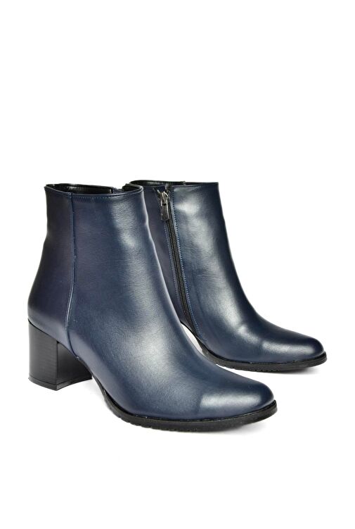 G654013109 Lacivert Alçak Topuklu Kadın Bot - Görsel 9