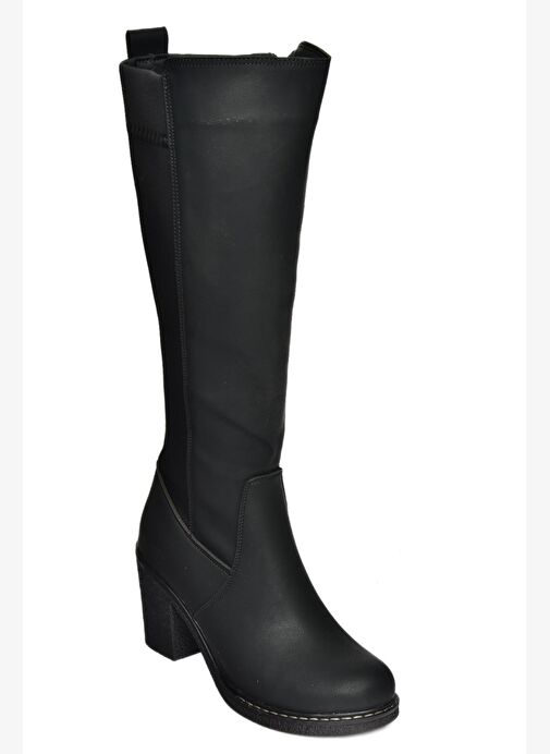 R674070709 Siyah Kalın Topuklu Kadın Çizme - Görsel 7