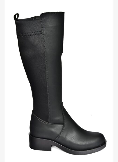 R674009809 Siyah Alçak Topuklu Kadın Çizme - Görsel 8