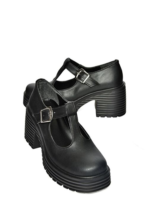 R996946509 Siyah Kalın Topuklu Kadın Ayakkabı - Görsel 8