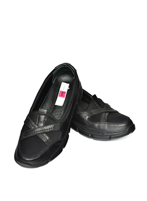 R555076003 Siyah Hakiki Deri Comfort Ortopedik Taban Kadın Ayakkabı - Görsel 2