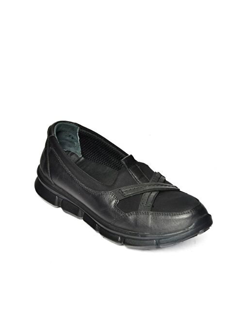 R555076003 Siyah Hakiki Deri Comfort Ortopedik Taban Kadın Ayakkabı - Görsel 3