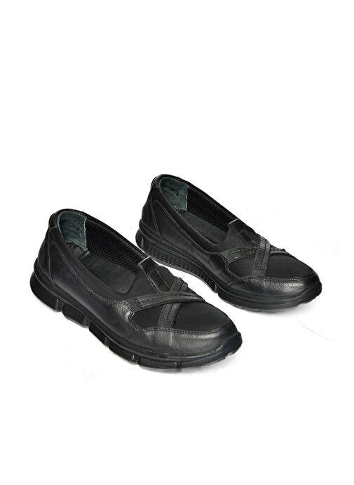 R555076003 Siyah Hakiki Deri Comfort Ortopedik Taban Kadın Ayakkabı - Görsel 4