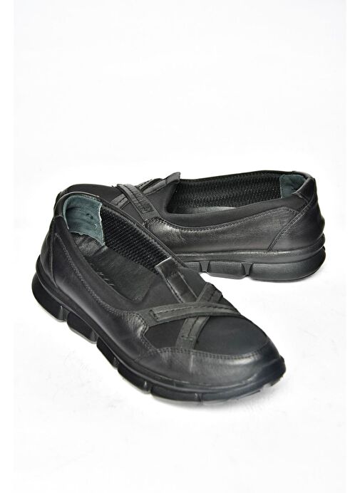 R555076003 Siyah Hakiki Deri Comfort Ortopedik Taban Kadın Ayakkabı - Görsel 6