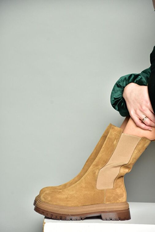 R555268002 Taba Hakiki Deri Süet Kadın Bot - Görsel 3