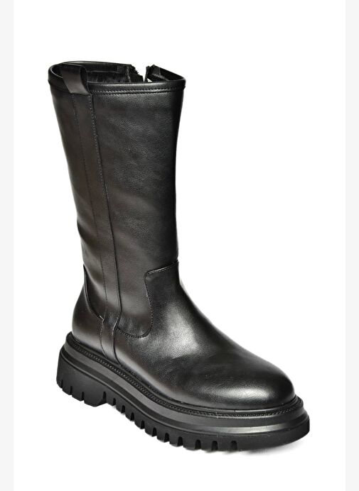 R312104909 Siyah Kalın Tabanlı Kadın Çizme - Görsel 8