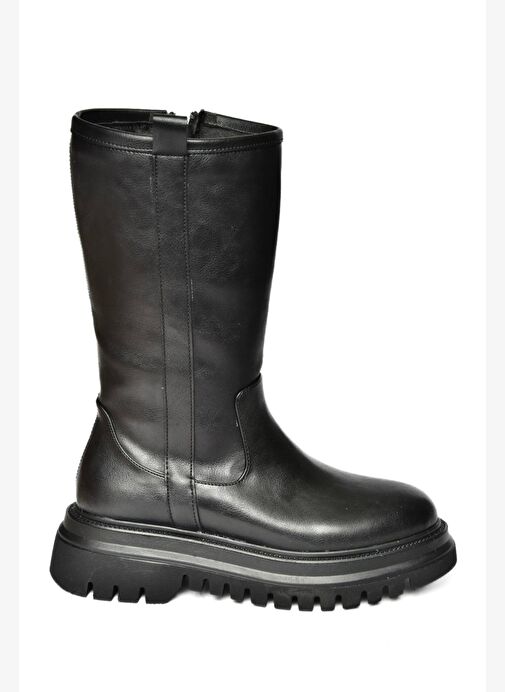 R312104909 Siyah Kalın Tabanlı Kadın Çizme - Görsel 7