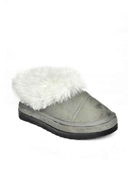 R824667202 Gri/Siyah Süet Peluş Kadın Ayakkabı - Görsel 6