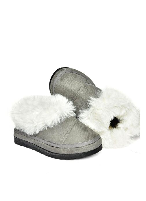 R824667202 Gri/Siyah Süet Peluş Kadın Ayakkabı - Görsel 7