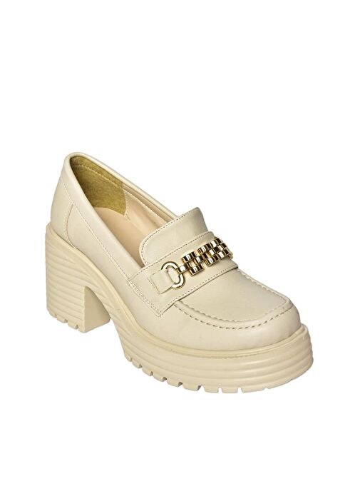 R996056009 Bej Kalın Topuklu Kadın Ayakkabı - Görsel 6