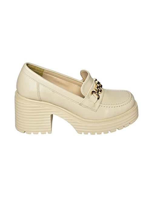 R996056009 Bej Kalın Topuklu Kadın Ayakkabı - Görsel 7