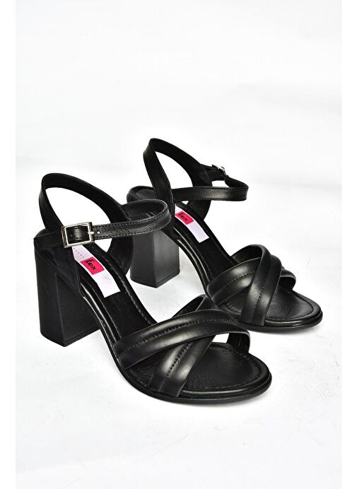 P555170603 Siyah Kalın Topuklu Kadın Ayakkabı - Görsel 6