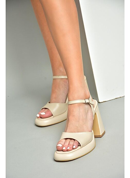 S569012809 Ten Kalın Topuklu Kadın Ayakkabı - Görsel 3