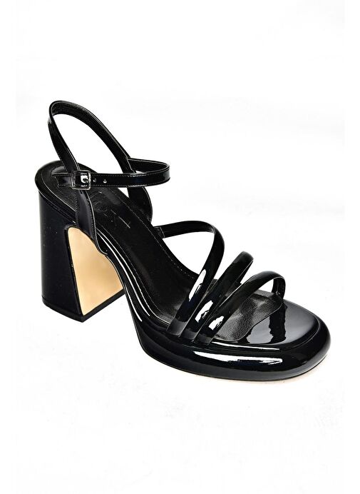 S569020208 Siyah Rugan Kalın Topuklu Abiye Ayakkabı - Görsel 8