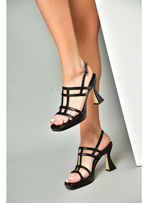 S569316009 Siyah Kalın Topuklu Kadın Ayakkabı - Görsel 5