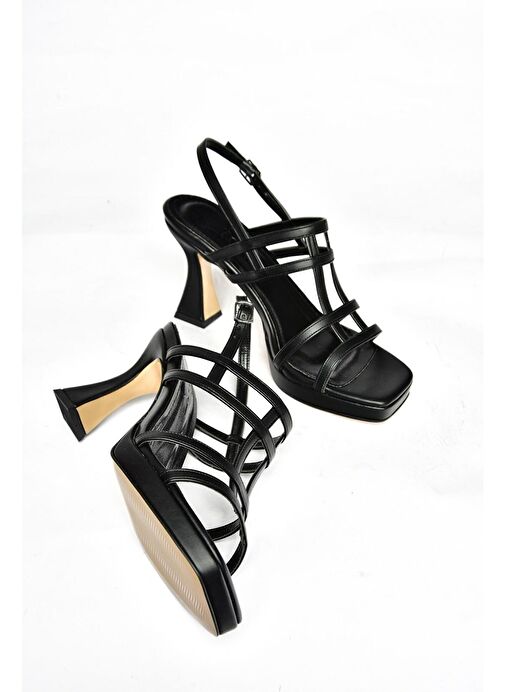 S569316009 Siyah Kalın Topuklu Kadın Ayakkabı - Görsel 6