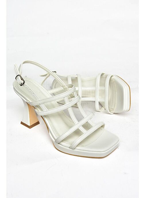 S569316009 Beyaz Kalın Topuklu Kadın Ayakkabı - Görsel 7