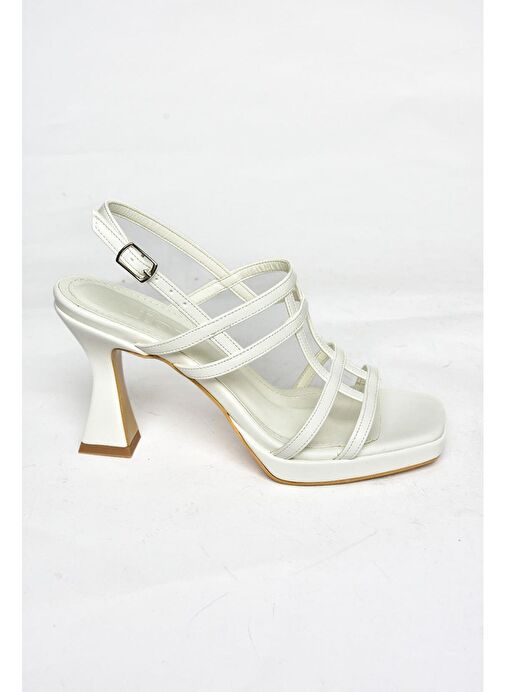S569316009 Beyaz Kalın Topuklu Kadın Ayakkabı - Görsel 8