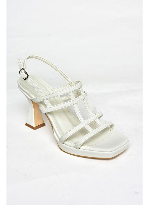 S569316009 Beyaz Kalın Topuklu Kadın Ayakkabı - Görsel 9