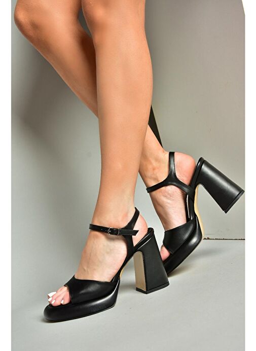 S569012809 Siyah Kalın Topuklu Kadın Ayakkabı - Görsel 3