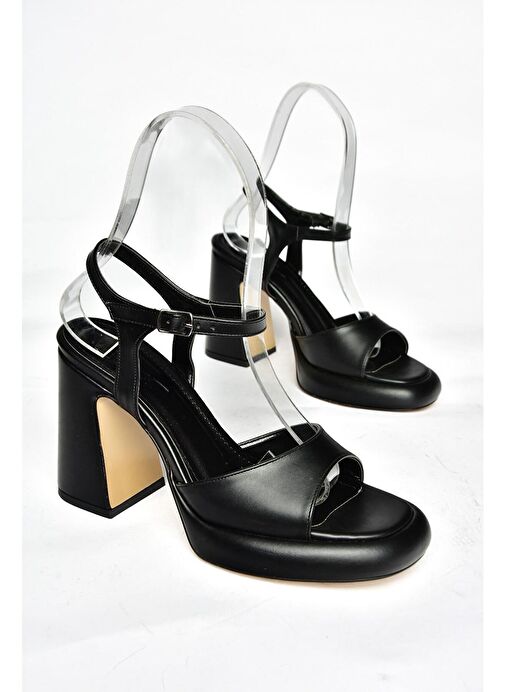 S569012809 Siyah Kalın Topuklu Kadın Ayakkabı - Görsel 6
