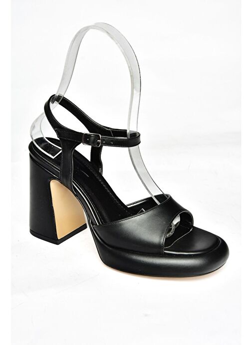 S569012809 Siyah Kalın Topuklu Kadın Ayakkabı - Görsel 8
