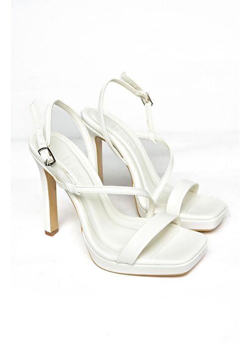 S569616609 Beyaz Yüksek Topuklu Kadın Abiye Ayakkabı - Görsel 6