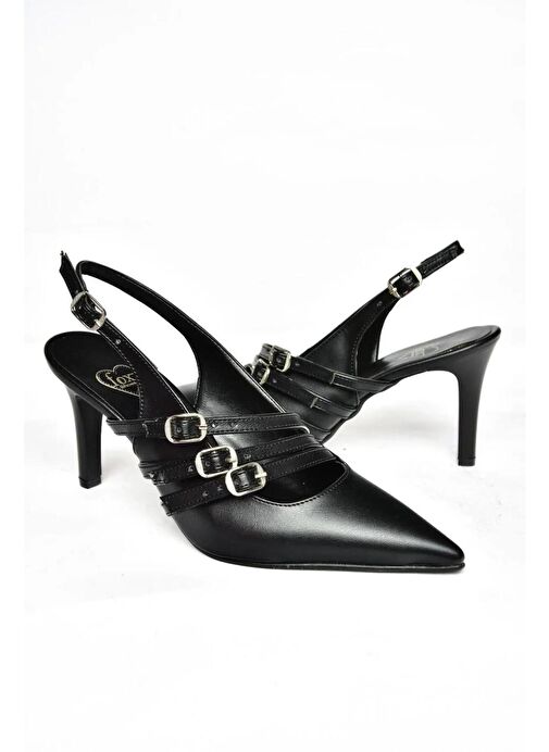 R654218309 Siyah İnce Topuklu Kadın Ayakkabı - Görsel 7