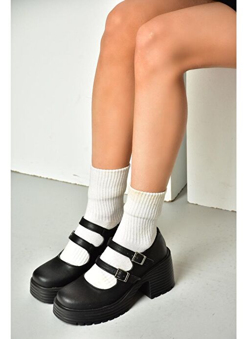 R996055009 Siyah Kalın Topuklu Kadın Ayakkabı - Görsel 6