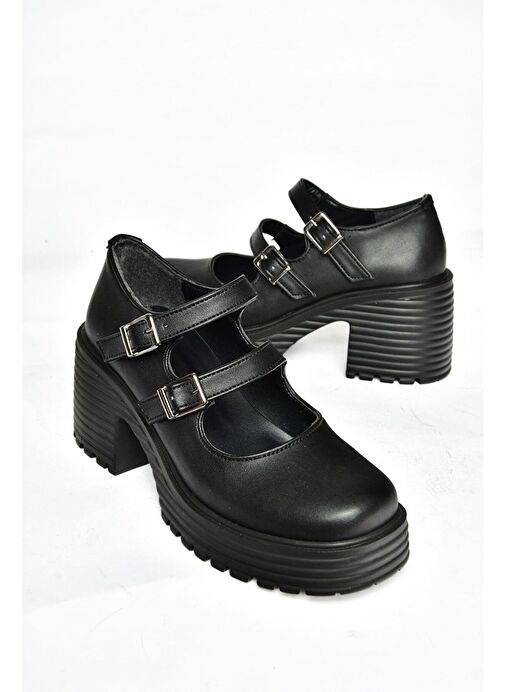 R996055009 Siyah Kalın Topuklu Kadın Ayakkabı - Görsel 7