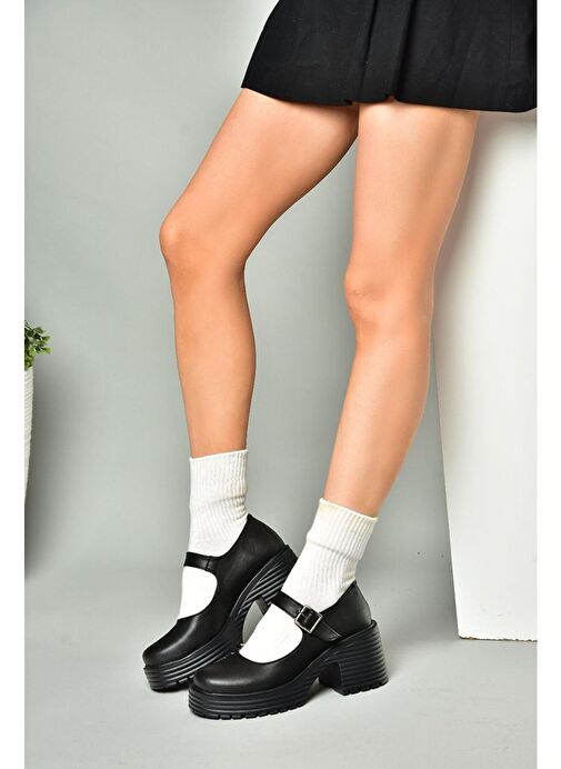 R996053009 Siyah Kalın Topuklu Kadın Ayakkabı - Görsel 4