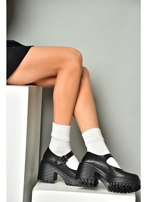 R996053009 Siyah Kalın Topuklu Kadın Ayakkabı - Görsel 5