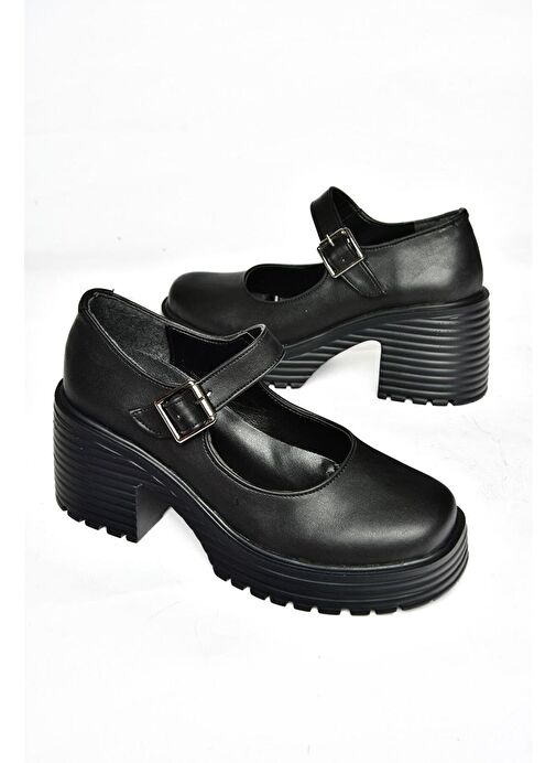 R996053009 Siyah Kalın Topuklu Kadın Ayakkabı - Görsel 8