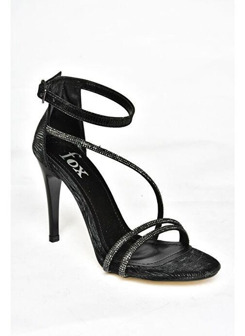 Fox Shoes Siyah Kadın Deri - Kumaş Abiye Ayakkabı 11919 - Görsel 7