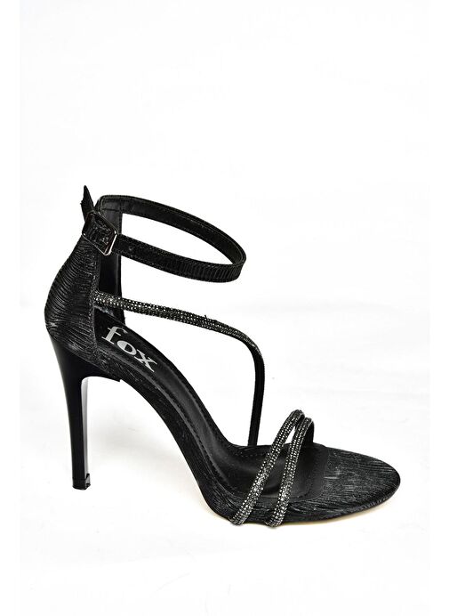 Fox Shoes Siyah Kadın Deri - Kumaş Abiye Ayakkabı 11919 - Görsel 8
