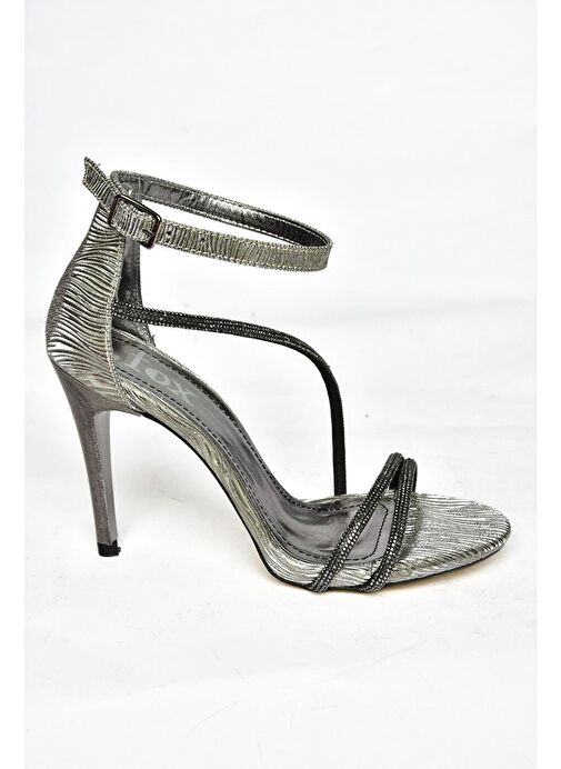 S997004114 Platin Sim İnce Topuklu Abiye Ayakkabı - Görsel 6