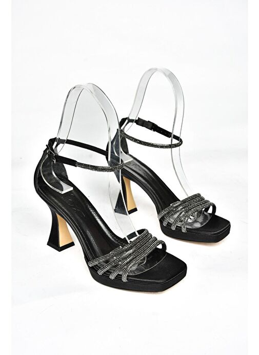 Fox Shoes Siyah Kadın Kumaş Platform Topuklu Ayakkabı 11880 - Görsel 6