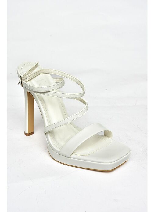 S569615009 Beyaz Yüksek Topuklu Kadın Abiye Ayakkabı - Görsel 8