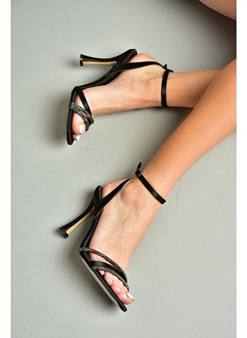 S569812504 Siyah Kumaş Kadın Abiye Ayakkabı - Görsel 2