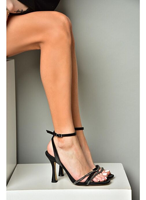 S569812504 Siyah Kumaş Kadın Abiye Ayakkabı - Görsel 4