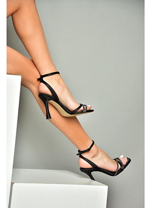 S569812504 Siyah Kumaş Kadın Abiye Ayakkabı - Görsel 6