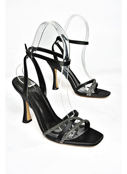 S569812504 Siyah Kumaş Kadın Abiye Ayakkabı - Görsel 7