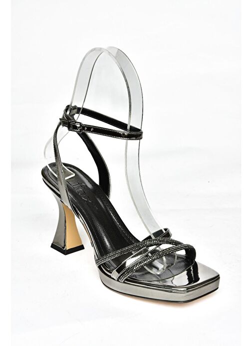 S569312534 Platin Ayna Kalın Topuklu Kadın Abiye Ayakkabı - Görsel 8